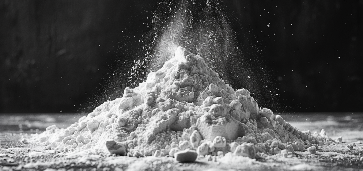 Illustration of a pile of white powder of Zinc Oxide