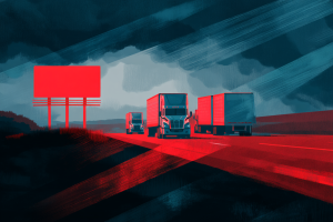 Great Freight Recession 2025 – Grim Unprecedented Downturn Continues (3-Year Slump in Trucking) 7 Ray of sunshine cast on trucks and trailers with clouds in background