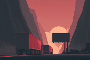 Great Freight Recession 2025 – Grim Unprecedented Downturn Continues (3-Year Slump in Trucking) 10 Trucks driving toward valley gorge road