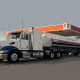 Fuel semi tanker making delivery at gas station