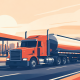 U.S. fuel supply tanker truck near refinery and fuel terminal