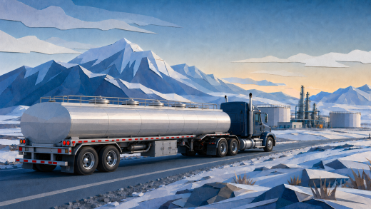 DOT-406 petroleum tanker traveling through Arctic Alaska during the Arctic diesel waiver